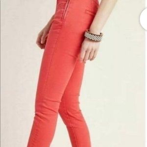 Anthro Pilcro High Rise Leggings in coral.